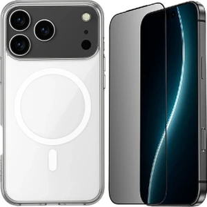 iPhone 17 Pro Max Kılıf M-Safe Şarj Özellikli Şeffaf Sert Pc Zore Embos Kapak