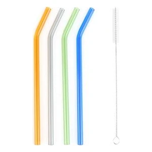 4'lü Cam Pipet Seti - Renkli - 20 cm