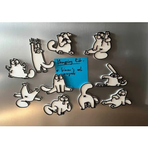 10 Lu Sert Plastik Mıknatıslı Sevimli Kedili Buzdolabı Süsü Dolap Magneti