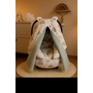 %100 Pamuk Müslin ve Pikeli Çift Kat Puset Örtüsü & Minderi ve Çarşafı