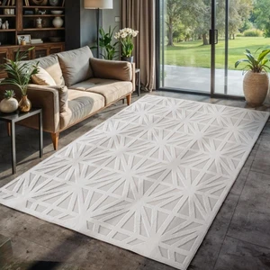 Modern Krem Renkli Zigzag Desenli Bohem Salon Mutfak Mekan Teras Balkon Oda ve Çocuk Halısı Oymalı Halı