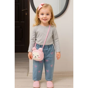 Kurdeleli Açık Mavi Kız Kot Pantolon