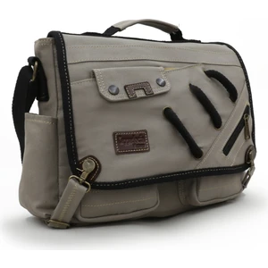 Cappadocia Vintage 4017 Açık Gri 14" Laptop Kanvas Postacı Okul Çantası Unisex Kilitli Çok Cepli Omuz Askılı