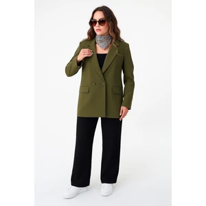 Haki Çift Düğmeli Blazer Ceket