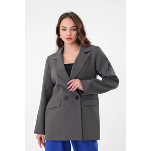 Antrasit Çift Düğmeli Blazer Ceket