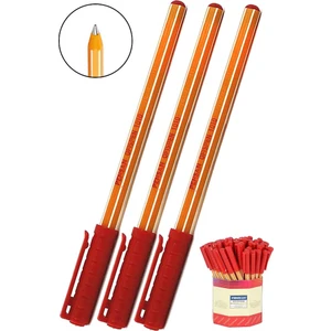 Kırmızı Tükenmez Kalem 1010 1.0mm 3 Adet Pensan Büro Ofispen Büro Plastik Kapaklı Tükenmez Kalem