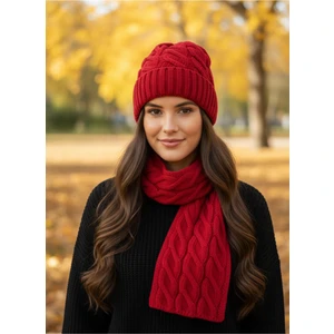 Kadın Yün Kışlık Şık Örme Bere ve Atkı Ikili Set Takım