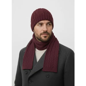 Erkek Yün Kışlık Örme Bere Atkı Ikili Set Takım