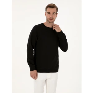 Erkek Siyah Regular Fit %100 Pamuk 3 İplik Bisiklet Yaka Sweatshirt 50318974-VR046