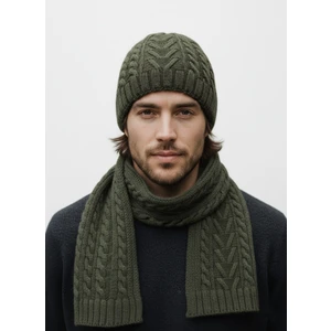 Erkek Yün Kışlık Örme Bere Atkı Ikili Set Takım