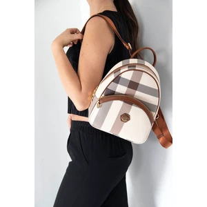 Silver Polo Krem Tek Bölmeli Kadın Sırt Çantası SP945