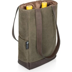 - Piknik Zamanı Markası, Şişe Yalıtımlı Şarap Çantası, Eskitilmiş Mumlu Kanvas Şarap Alışveriş Çantası, Şarap Hediye Çantası