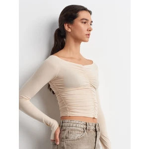 32089 Omuzları Açık Büzgülü Top-Taş