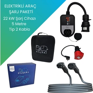 Elektrikli Araç Şarj Paketi (22KW Şarj Cihazı +5 Metre tip-2 Şarj Kablosu )