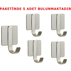 Kendinden Yapışkanlı Askılık Çelik Pakette 5 Adet