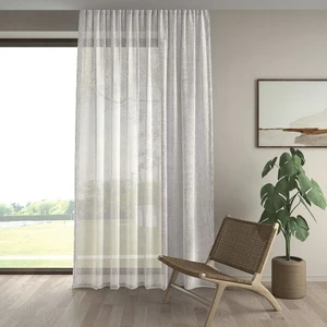 Demor Home Keten Görünümlü Ekstrafor Büzgülü Ekru Yüksek Kalite Tül Perde