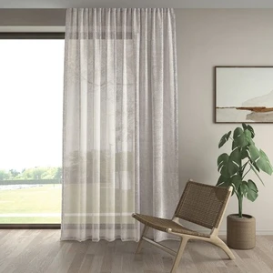 Demor Home Keten Görünümlü Ekstrafor Büzgülü Krem Rengi Yüksek Kalite Tül Perde