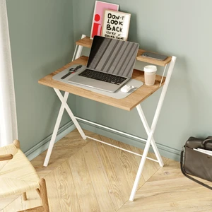 Metal Ayaklı Laptop Masası, Katlanır Çalışma Masası, Raflı Masa, Katlanır Laptop Sehpası
