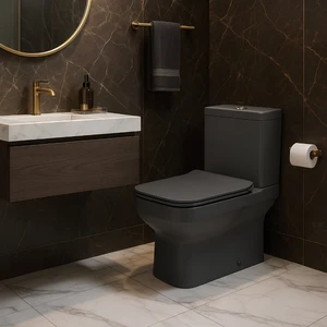 Bold Antrasit Kanalsız Duvara Sıfır Klozet Takımı A091030H, Bold Antrasit Duroplast Yavaş Kapak