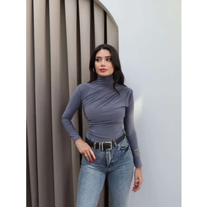 Omuz Bel Pile Detaylı Bluz