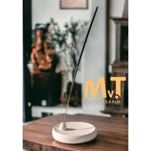 MVT TASARIM Yuvarlak Çukur Dekoratif Çubuk Tütsülük, Mvt Tasarım Taş Çubuk Tütsülük 8x8 cm