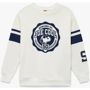 Erkek Çocuk Lisanslı Snoopy Baskılı Uzun Kollu Bisiklet Yaka Şardonlu Sweatshirt  (Aw 25)