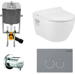 Ocean Beyaz Kanalsız Asma Klozet A031181H, Nkp Yavaş Kapak, Creavit Terra Gömme Rezervuar Set