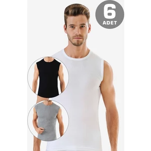 Arma Yıldız 6 Adet Renkli Kolsuz Erkek Atlet Yuvarlak Yaka Sıfır Kol Tişört %100 Pamuklu
