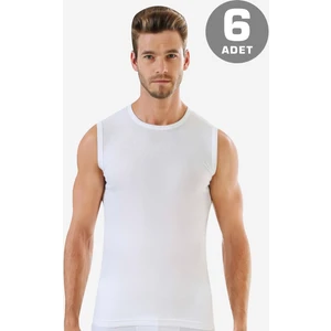 6 Adet Beyaz Kolsuz Erkek Atlet Yuvarlak Yaka Sıfır Kol Tişört %100 Pamuklu
