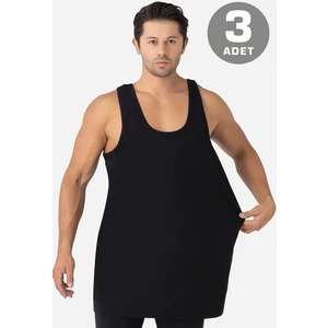 Arma Yıldız Erkek Siyah Büyük Beden Atlet 3'lü Paket %100 Pamuklu Penye