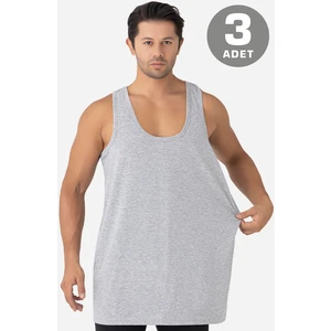 Arma Yıldız Erkek Gri Büyük Beden Atlet 3'lü Paket %100 Pamuklu Penye