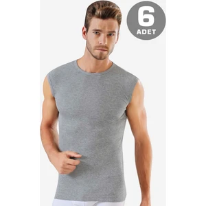 Arma Yıldız 6 Adet Gri Kolsuz Erkek Atlet Yuvarlak Yaka Sıfır Kol Tişört %100 Pamuklu