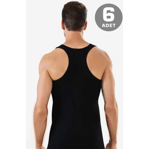 6'lı Paket Siyah Erkek Rambo Sporcu Atlet %100 Pamuk Ribana