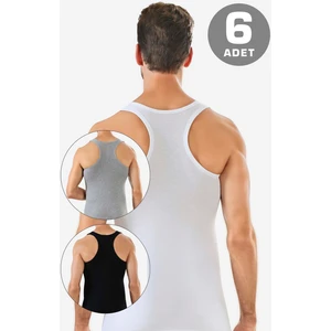 6'lı Paket Renkli Erkek Rambo Sporcu Atlet %100 Pamuk Ribana