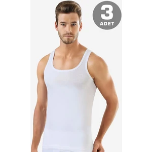 Erkek Beyaz Ribana Atlet 3'lü Paket %100 Pamuklu