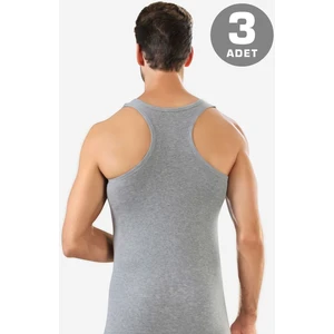 Erkek Pamuklu Sporcu Rambo Atlet Gri 3'lü Paket