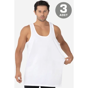 Arma Yıldız Erkek Beyaz Büyük Beden Atlet 3'lü Paket %100 Pamuklu Penye