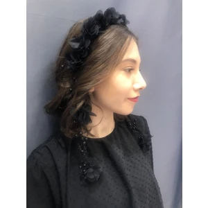 Siyah Lazer Çiçekli Taç