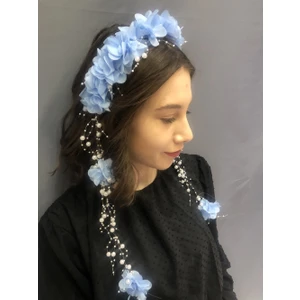 Bebe Mavi Lazer Çiçekli Taç