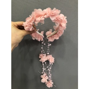 Pudra Lazer Çiçekli Taç