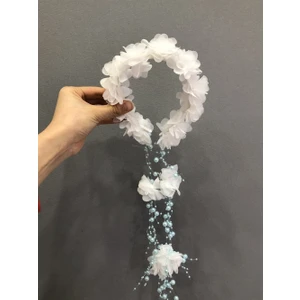 Beyaz Lazer Çiçekli Taç