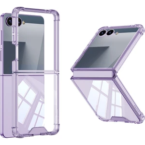 Galaxy Z Flip 7 Kılıf Zore Full Camlı Kıpta Kapak - Mor