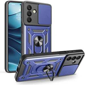 Galaxy A17 Kılıf Magnetik Standlı Kamera Korumalı Zore Sürgülü Vega Kapak - Mavi