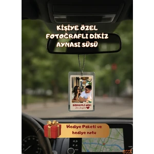 Kişiye Özel Fotoğraflı Dikkatli Sür Yazılı Çift Taraflı Araba Hediyesi Araba Süsü Dikiz Aynası Süsü Hediye