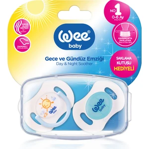Wee Baby 2'li Gece Gündüz Emzik No:1  Mavi (Saklama Kabı Hediyeli) 0-6 Ay
