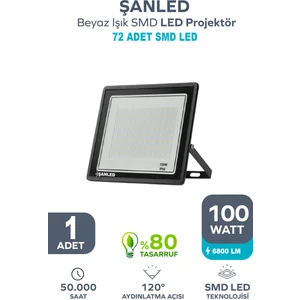 100W 6800 Lümen 6500K Beyaz Işık Smd LED Projektör-1 Adet
