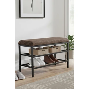 Lotus Metal Modern Ayakkabılık, Bank, Yatak Ucu, Organizer, Oturak,puf 3 Katlı 30X70 Keten Kumaş