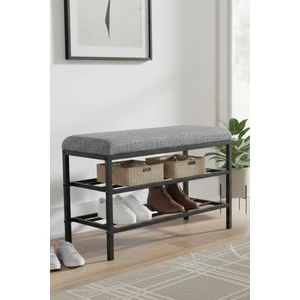 Lotus Metal Modern Ayakkabılık, Bank, Yatak Ucu, Organizer, Oturak,puf 3 Katlı 30X70 Keten Kumaş