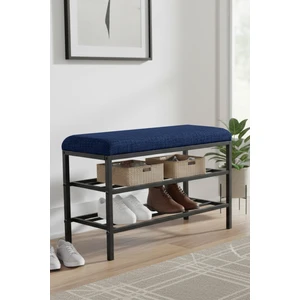 Lotus Metal Modern Ayakkabılık, Bank, Yatak Ucu, Organizer, Oturak,puf 3 Katlı 30X70 Keten Kumaş