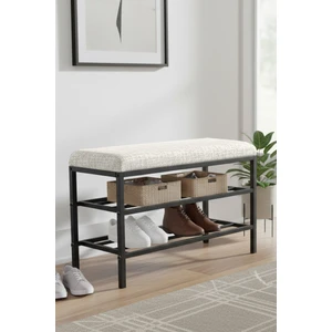 Lotus Metal Modern Ayakkabılık, Bank, Yatak Ucu, Organizer, Oturak,puf 3 Katlı 30X70 Keten Kumaş